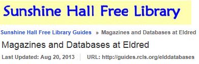 databases | Sunshine Hall Free Library